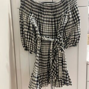 Tularosa Off Shoulder Checkered Mini Dress